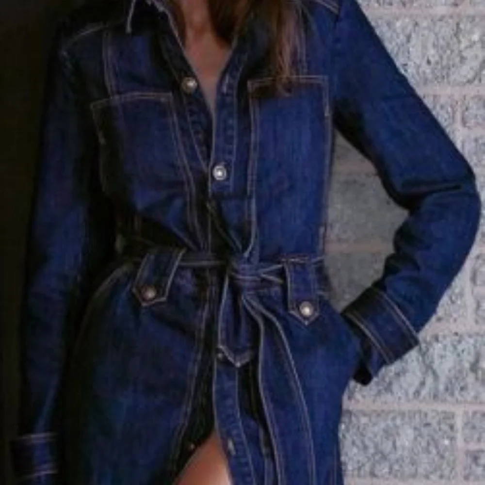 Free People Military Denim Trench Dress Jacket - Picture 2 of 7